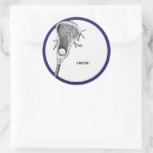 Sticker Rond Balise cadeau bleu crosse (Sac)