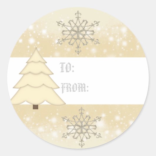 Sticker Rond Balise cadeau Christmas Snow Flakes (Devant)