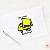 Sticker Rond Balise cadeau d'anniversaire pour Camion à vidange (Enveloppe)
