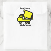 Sticker Rond Balise cadeau d'anniversaire pour Camion à vidange (Sac)