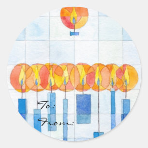 Sticker Rond Balise cadeau de chandelles Hanoukka accrochée