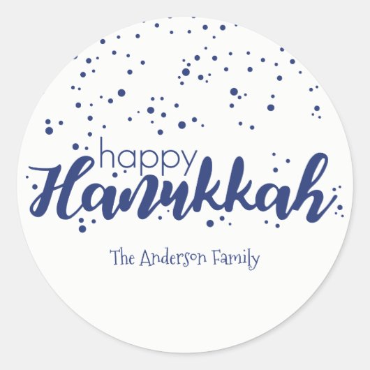 Sticker Rond Balise cadeau de Happy Hanoukka Snow Bubbles (Devant)