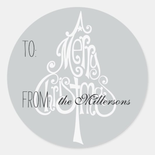 Sticker Rond Balise cadeau de l'arbre de Noël Joyeux (Devant)