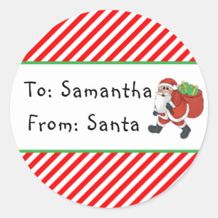 Sticker Rond Balise cadeau de Noël blanc Père Noël