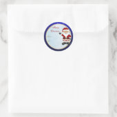 Sticker Rond Balise cadeau de Noël de Cute Père Noël (Sac)