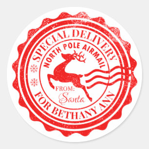 Sticker Rond Balise cadeau de Noël de livraison spéciale de P