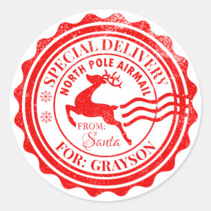 Sticker Rond Balise cadeau de Noël de livraison spéciale de Pèr
