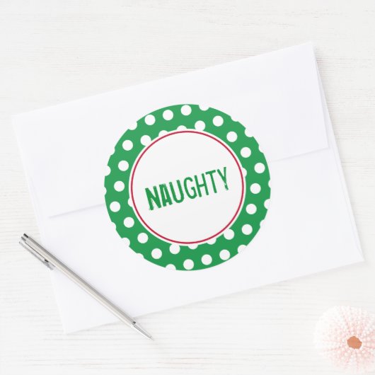 Sticker Rond Balise cadeau de Noël drôle Naughty (Enveloppe)