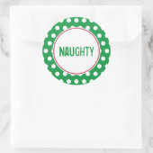Sticker Rond Balise cadeau de Noël drôle Naughty (Sac)