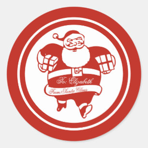 Sticker Rond Balise cadeau de Noël du Père Noël