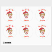 Sticker Rond Balise cadeau de Noël personnalisé (Feuille)