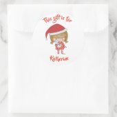 Sticker Rond Balise cadeau de Noël personnalisé (Sac)