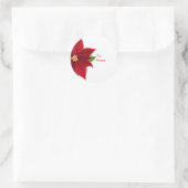 Sticker Rond Balise cadeau de Noël Poinsettia (Sac)