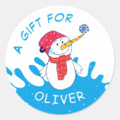 Sticker Rond Balise cadeau de Noël pour les enfants (Devant)