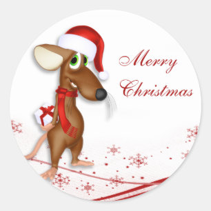 Sticker Rond Balise cadeau de Noël Santa Claus