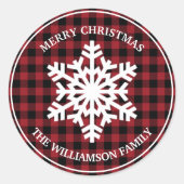 Sticker Rond Balise cadeau de Noël vintage rouge (Devant)