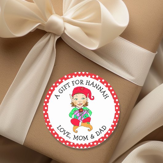 Sticker Rond Balise Cadeau de petite fille Elf To et From