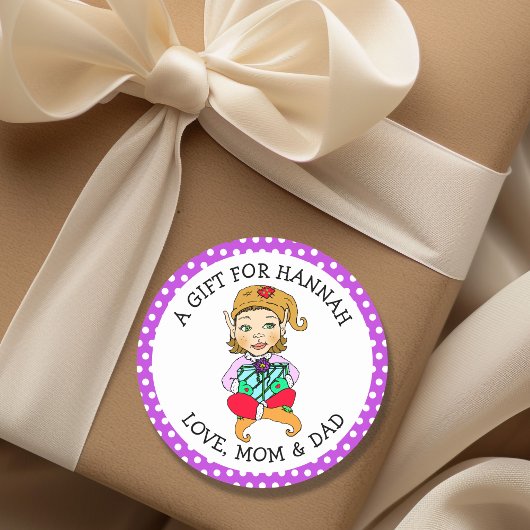 Sticker Rond Balise Cadeau de petite fille Elf To et From