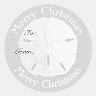 Sticker Rond Balise cadeau Joyeux Noël Sand Dollar
