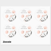 Sticker Rond Balise cadeau Mariage Peach Watercolor (Feuille)