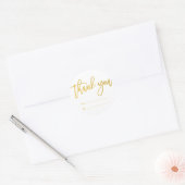 Sticker Rond Balise cadeau Merci de script en or rustique (Enveloppe)