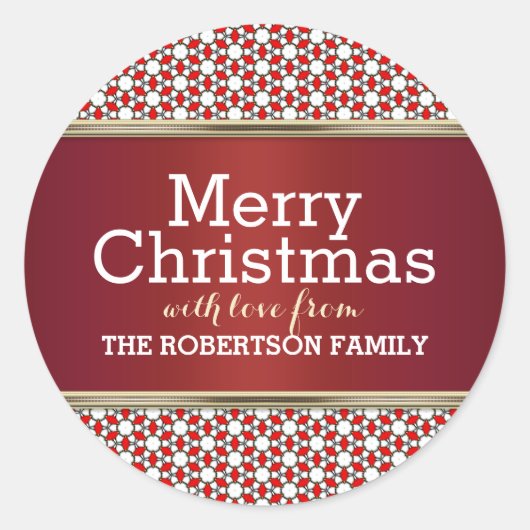 Sticker Rond Balise cadeau Motif blanc rouge (Devant)