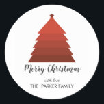 Sticker Rond Balise Cadeau personnalisé Red Christmas Tree<br><div class="desc">Balise Cadeau personnalisé Red Christmas Tree</div>