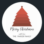 Sticker Rond Balise Cadeau personnalisé Red Christmas Tree<br><div class="desc">Balise Cadeau personnalisé Red Christmas Tree</div>