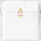 Sticker Rond Balise cadeau Retro Pastels Oeuf Chicks Amusant Pâ (Sac)