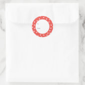 Sticker Rond Balise cadeau rouge avec points blancs (Sac)