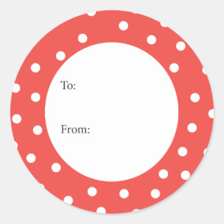 Sticker Rond Balise cadeau rouge avec points blancs