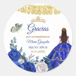 Sticker Rond Balise cadeau Royal Blue Quinceañera Favoriser Mer