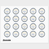 Sticker Rond Balise d'anniversaire bleu marine Merci d'or (Feuille)