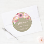 Sticker Rond Balise de Baby shower rose rose rose Burlap (Enveloppe)