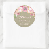 Sticker Rond Balise de Baby shower rose rose rose Burlap (Sac)