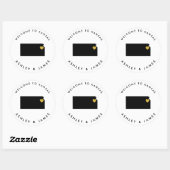 Sticker Rond Balise de bienvenue Mariage Kansas, noir et or (Feuille)