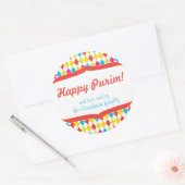 Sticker Rond Balise de cadeau Happy Purim (Enveloppe)