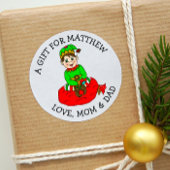 Sticker Rond Balise de cadeau pour le petit elfe
