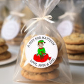 Sticker Rond Balise de cadeau pour le petit elfe