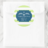 Sticker Rond Balise de Fête des mariées nautique à bande bleue  (Sac)