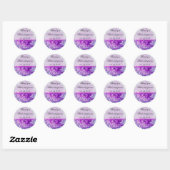 Sticker Rond Balise de mariage blanc et pourpre (Feuille)