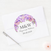 Sticker Rond Balise de Mariage Lilac violet Floral Rustique (Enveloppe)