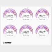 Sticker Rond Balise de Mariage Lilac violet Floral Rustique (Feuille)