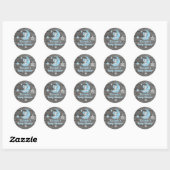 Sticker Rond Balise de Merci Blue Elephant Rustic (Feuille)