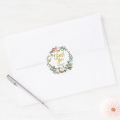 Sticker Rond Balise de Merci Floral Gold Christmas (Enveloppe)