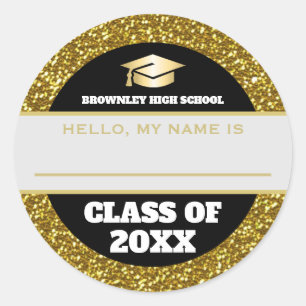 Sticker Rond Balise de nom de réunion Gold et Black