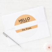 Sticker Rond Balise de nom Hello d'où je viens (Enveloppe)