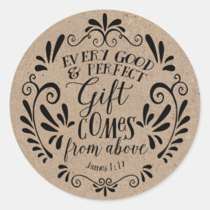 Sticker Rond Balise de préférence de Baby shower rustique, Scri