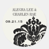 Sticker Rond Balise de préférence Mariage damassé noire ou scea (Devant)