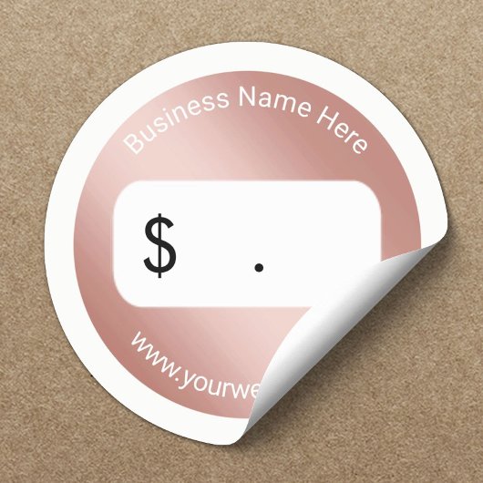 Sticker Rond Balise de prix Elégant Rose or